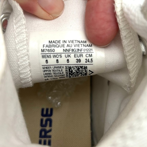 Converse Chuck Taylor All Star High Top White Sneakers  Women's 8 Men's 6 - Picture 8 of 11